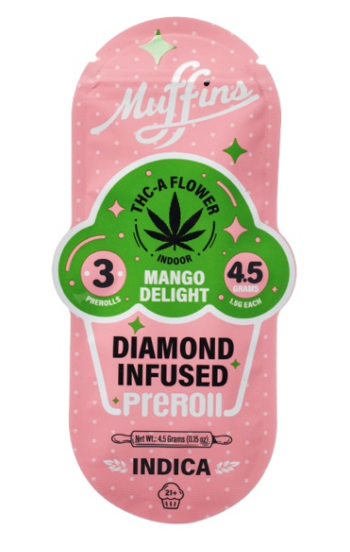 Muffins Diamond Infused Prerolls 4.5G | Mango Delight (Indica)